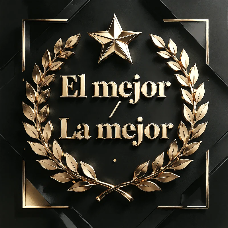 Imagen con fondo negro elegante, corona de laurel dorada y una estrella brillante en la parte superior, mensaje de reconocimiento en letras doradas con relieve metálico.