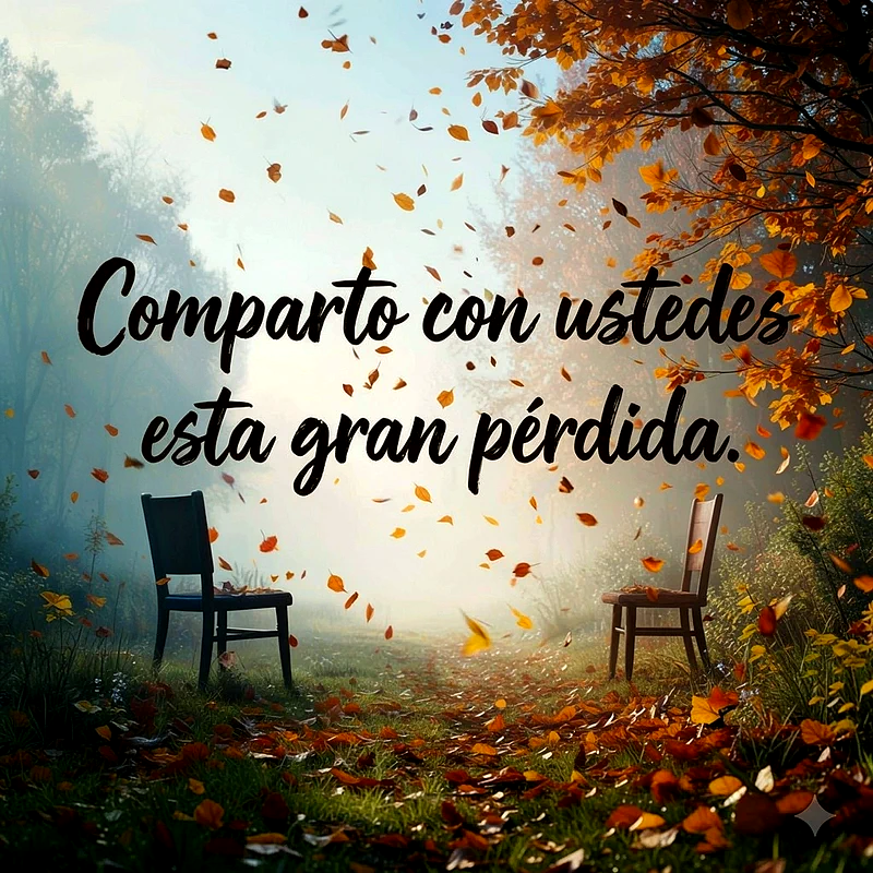 Descargar imagen de pésame con mensaje de pérdida y hojas de otoño