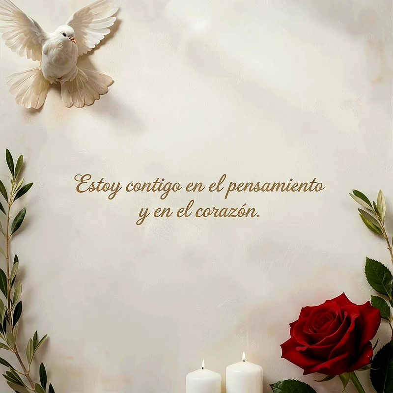 Descargar imagen de pésame con paloma, rosa y velas
