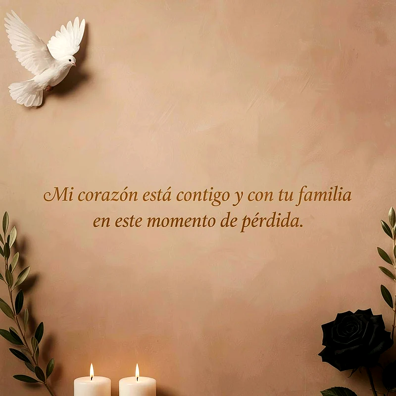 Descargar imagen de pésame con paloma, velas y rosa negra