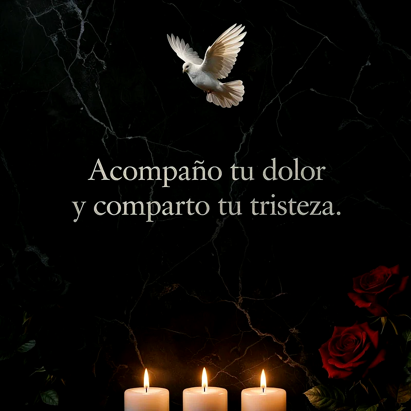 Descargar imagen de pésame con paloma, velas y rosas