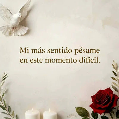 Descargar imagen de pésame con paloma, vela y rosa roja