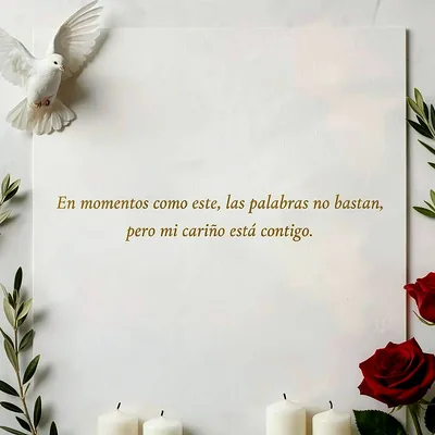 Descargar tarjeta de pésame con paloma y rosas
