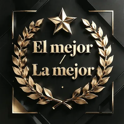 Imagen con fondo negro elegante, corona de laurel dorada y una estrella brillante en la parte superior, mensaje de reconocimiento en letras doradas con relieve metálico.